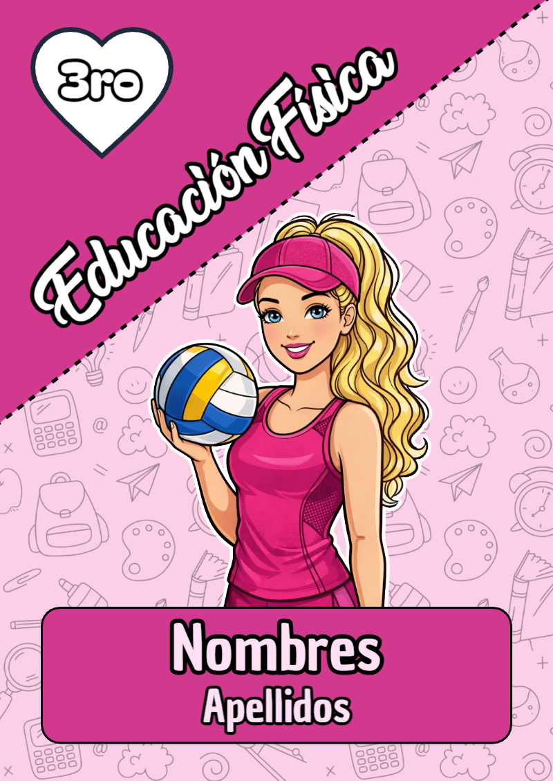 Portada de Barbie de Educación Física Editable para Imprimir Gratis