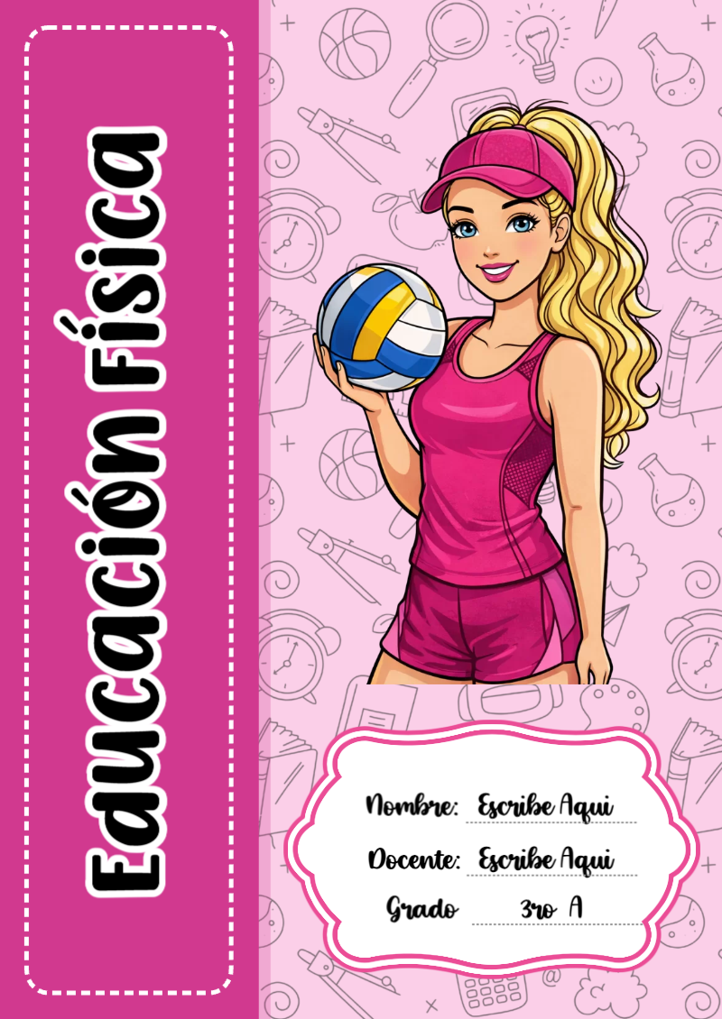 Portada de Barbie de Educación Física Editable para Imprimir Gratis