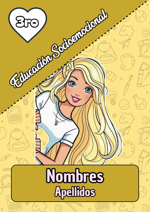 Portada de Barbie de Educación Socioemocional para cuaderno escolar para imprimir gratis - estilo único para estudiantes