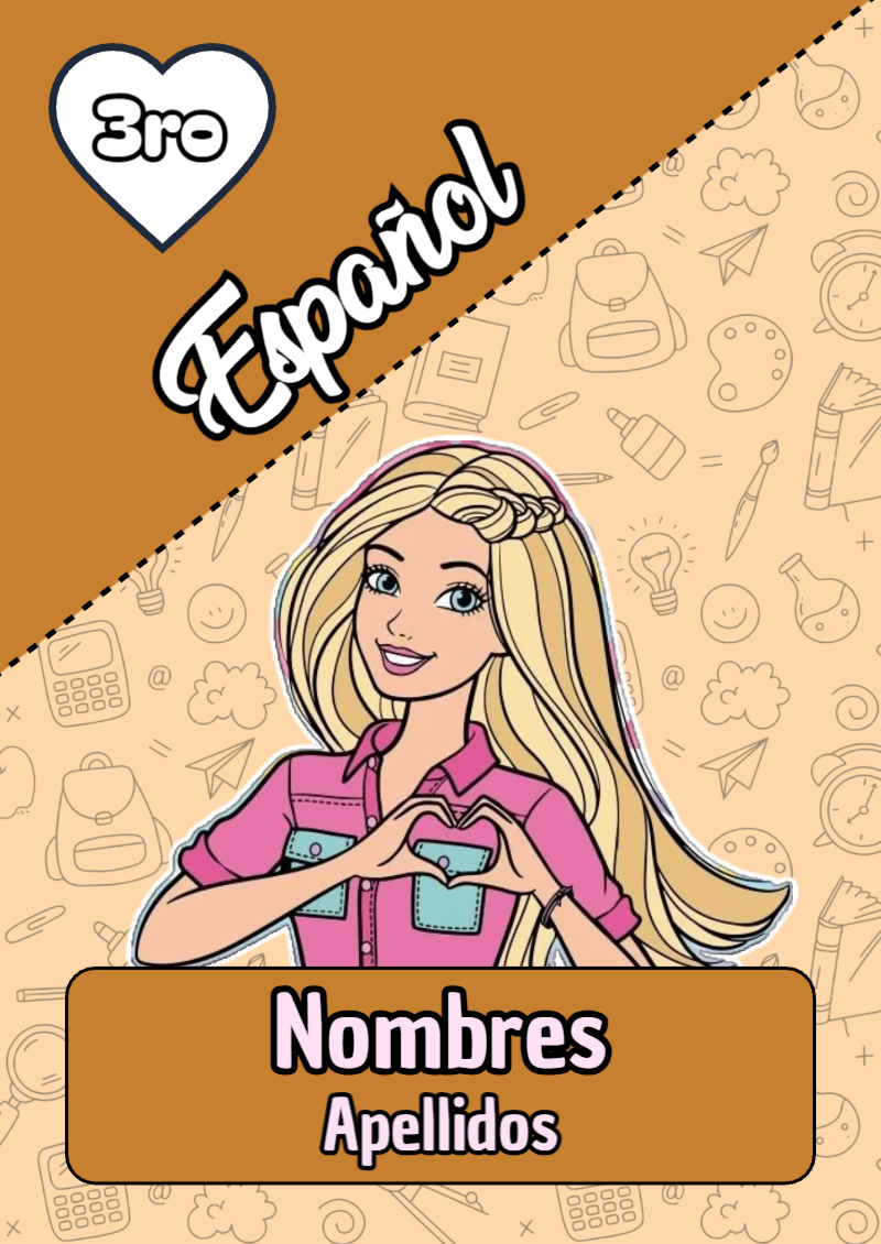 Portada de Barbie de Español para cuaderno colorida y creativa - para personalizar tus materias