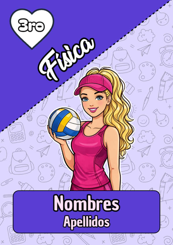Portada de Barbie de Física para cuaderno escolar creativa - estilo único para estudiantes
