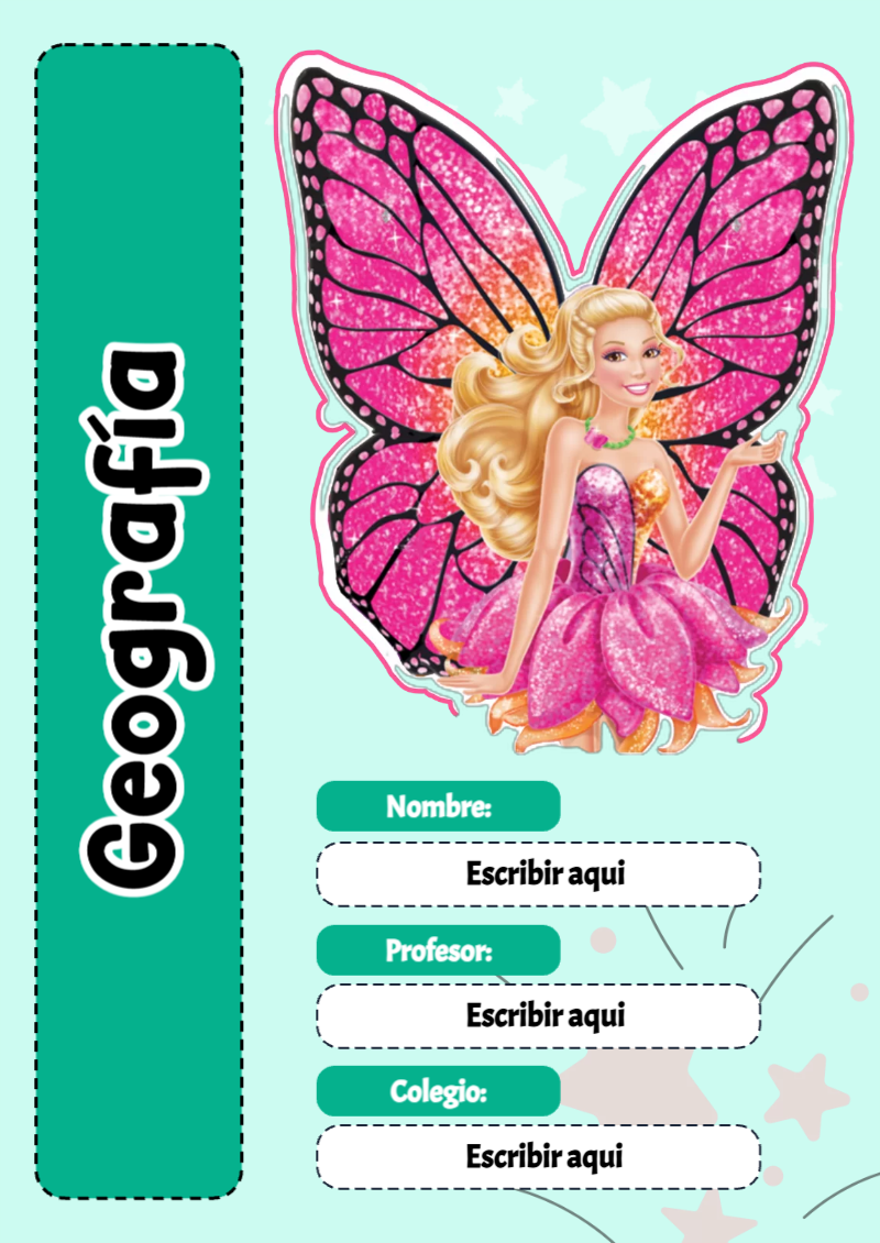 Portada de Barbie de Geografía Editable para Imprimir Gratis