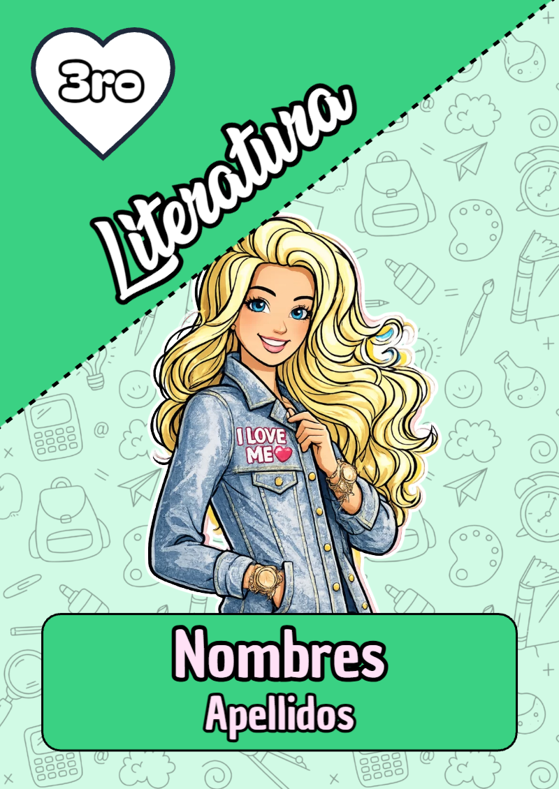 Portada de Barbie de Literatura para cuaderno para clases - diseño exclusivo y original