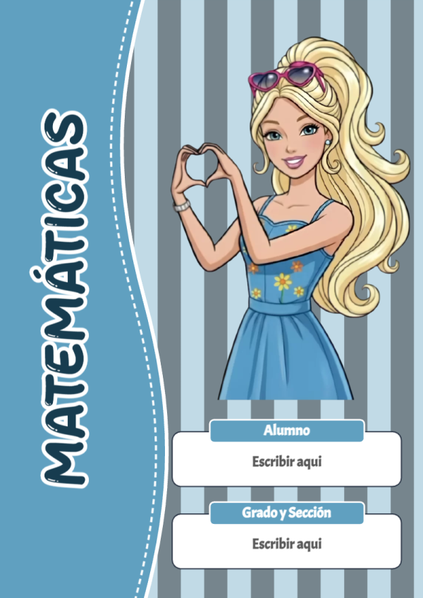 Portada de Barbie de Matemáticas para cuaderno bonita para imprimir - perfecto para organizar tus apuntes