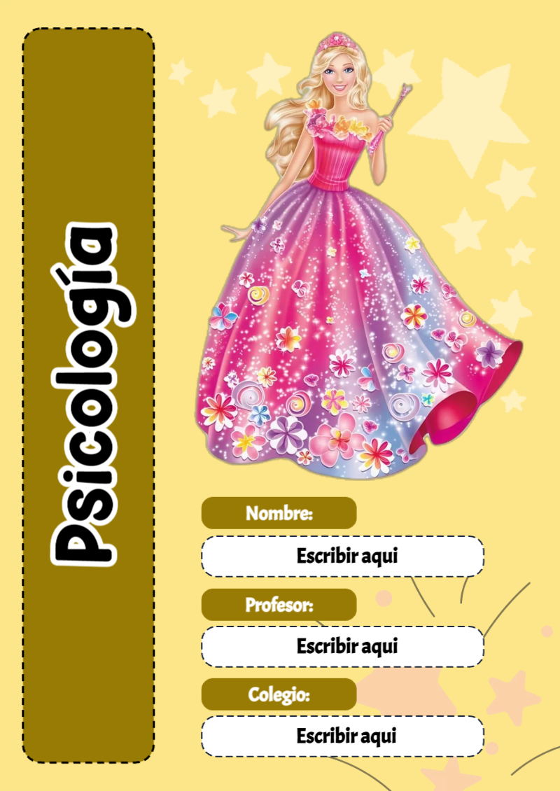 Portada de Barbie de Psicología para cuaderno para niños de primaria - para el regreso a clases