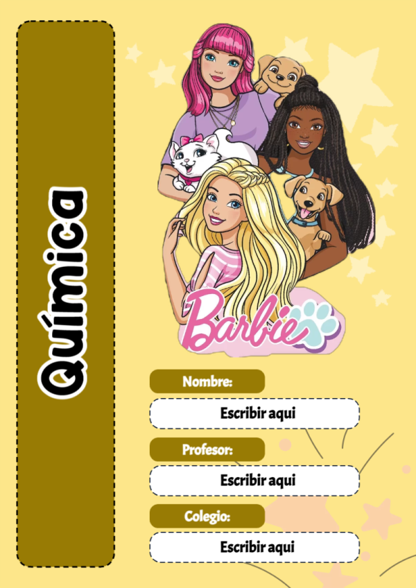 Portada de Barbie de Química para cuaderno decorativa y bonita - para personalizar tus materias