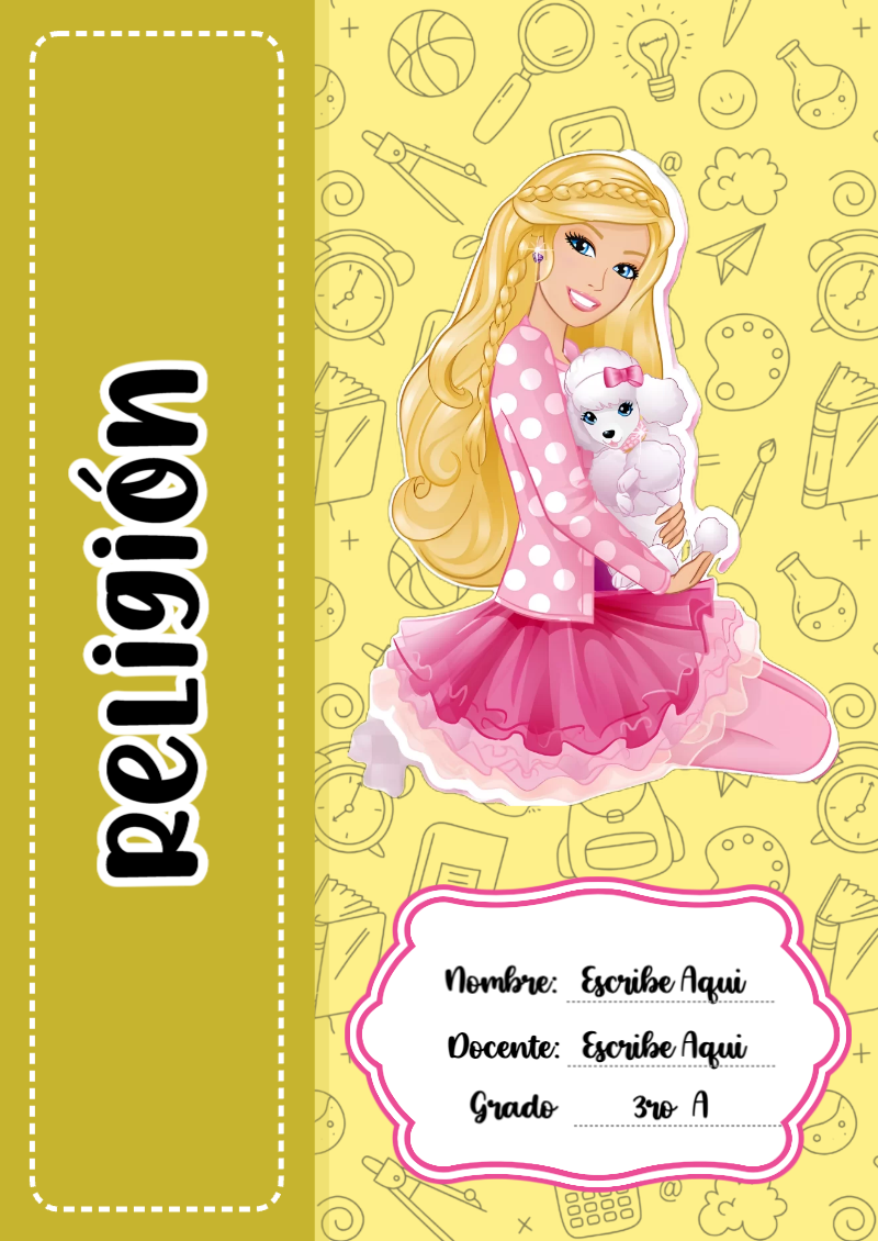 Portada de Barbie de Religión Editable para Imprimir Gratis
