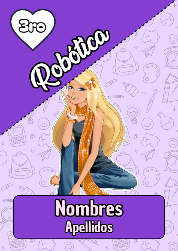 Portada de Barbie de Robótica para cuaderno con estilo creativo - formato digital listo para usar