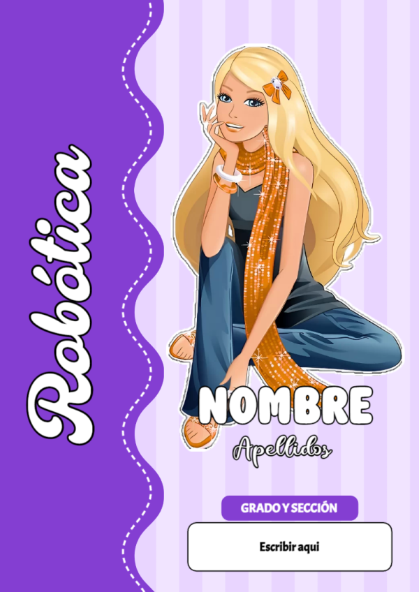 Portada de Barbie de Robótica para cuaderno para clases - ideal para cuadernos de espiral