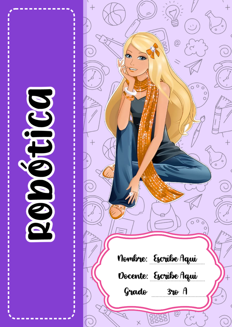 Portada de Barbie de Robótica Editable para Imprimir Gratis