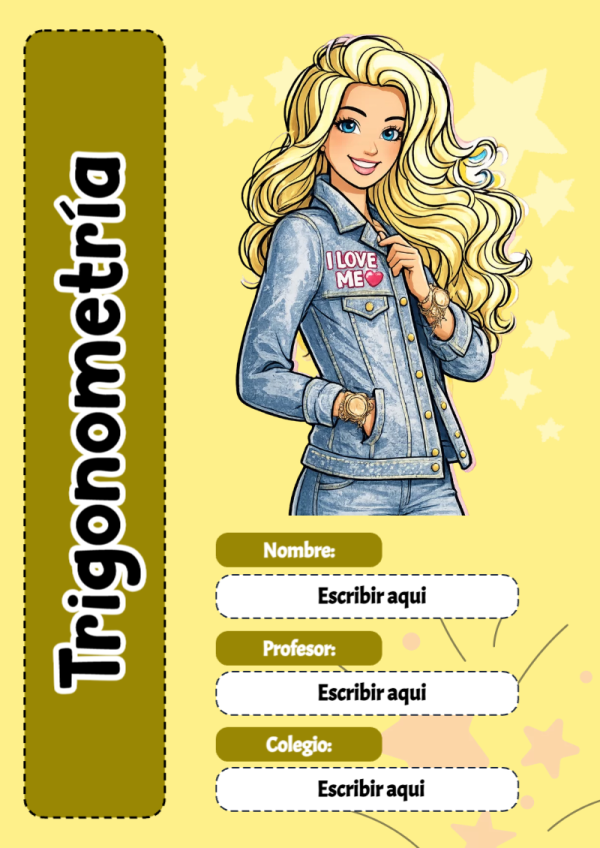 Portada de Barbie de Trigonometría para cuaderno decorativa y bonita - ideal para cuadernos de espiral