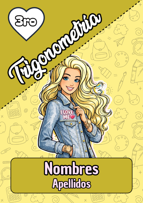 Portada de Barbie de Trigonometría para cuaderno escolar creativa - disponible para descarga gratuita