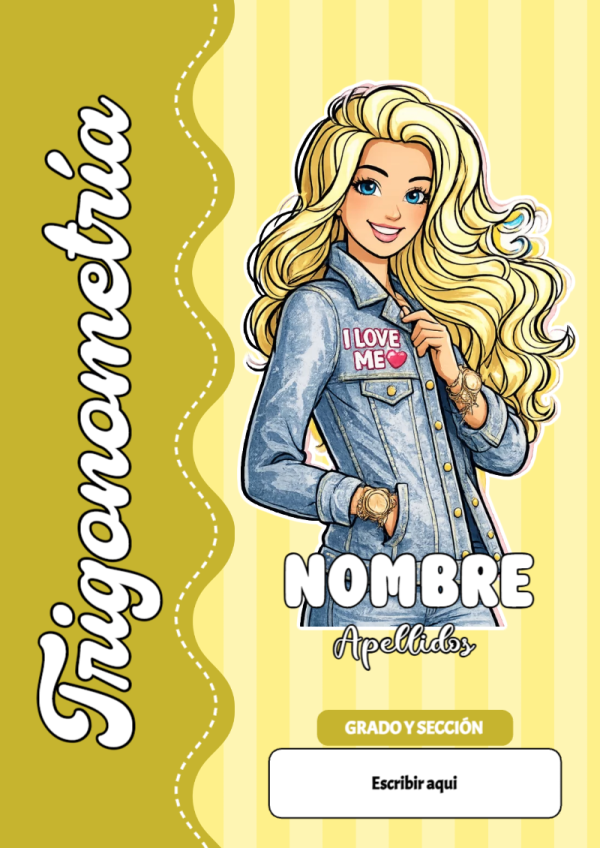 Portada de Barbie de Trigonometría para cuaderno escolar para imprimir gratis - diseño escolar moderno