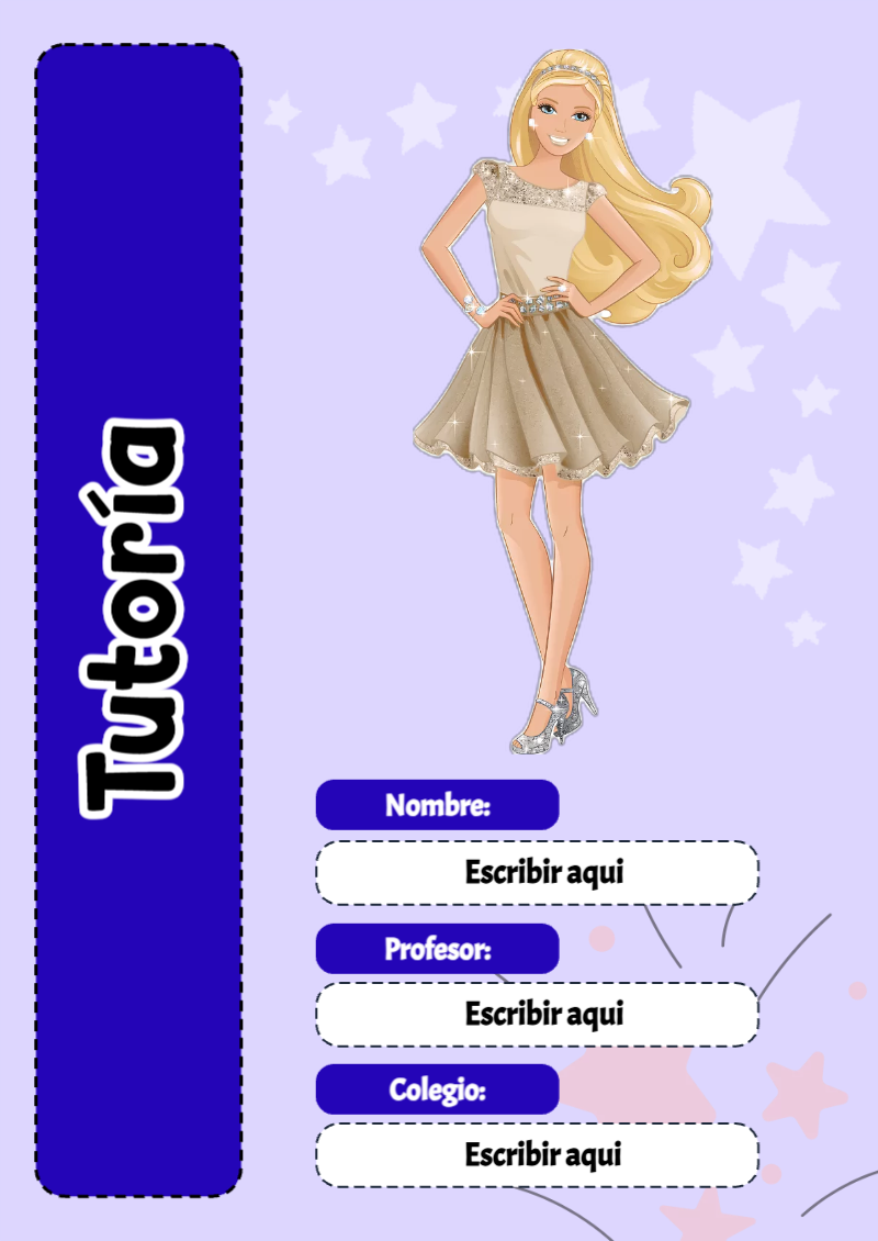 Portada de Barbie de Tutoría Editable para Imprimir Gratis