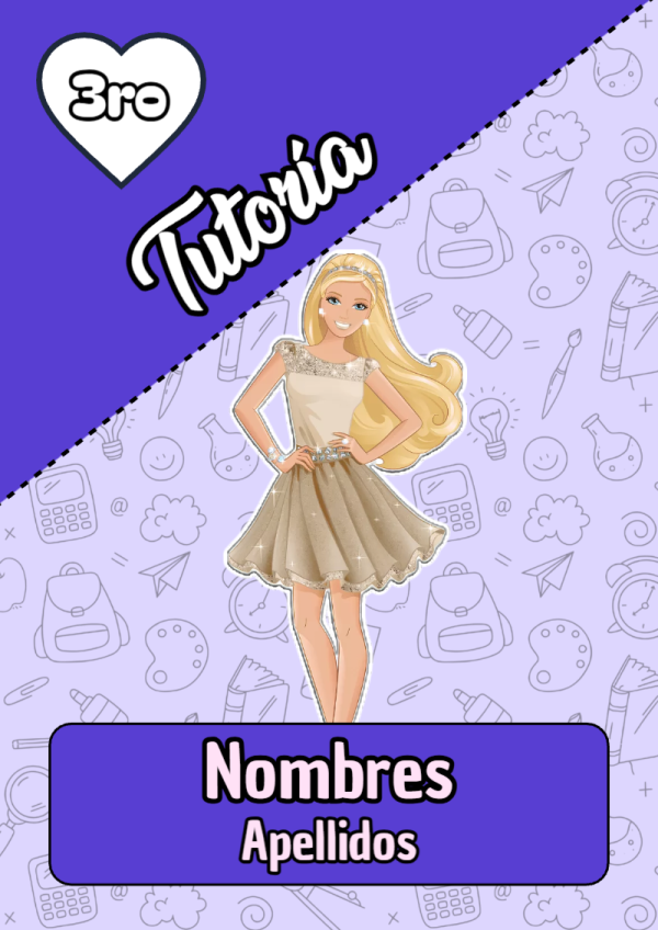 Portada de Barbie de Tutoría para cuaderno escolar creativa - estilo único para estudiantes