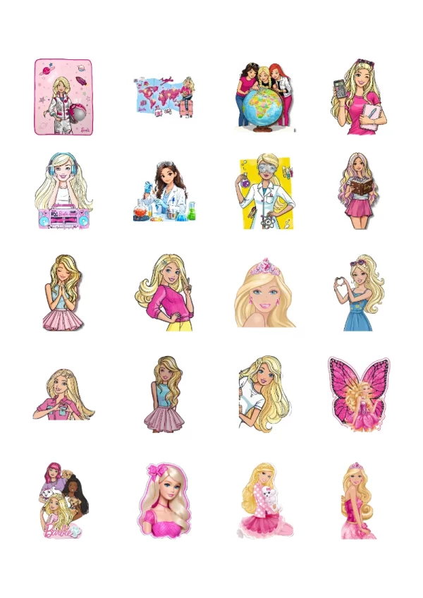 Stickers de BARBIE Editables para Imprimir Gratis (Diseño 2) para cuadernos y útiles - para todas las edades y grados