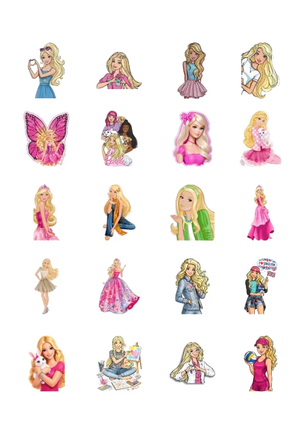 Stickers decorativos de BARBIE para Imprimir en PDF Gratis (Diseño 1) para imprimir en A4 - versión premium para imprimir