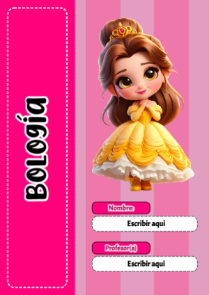 Portada de biología con princesas de disney para cuaderno bonita para imprimir - formato digital listo para usar
