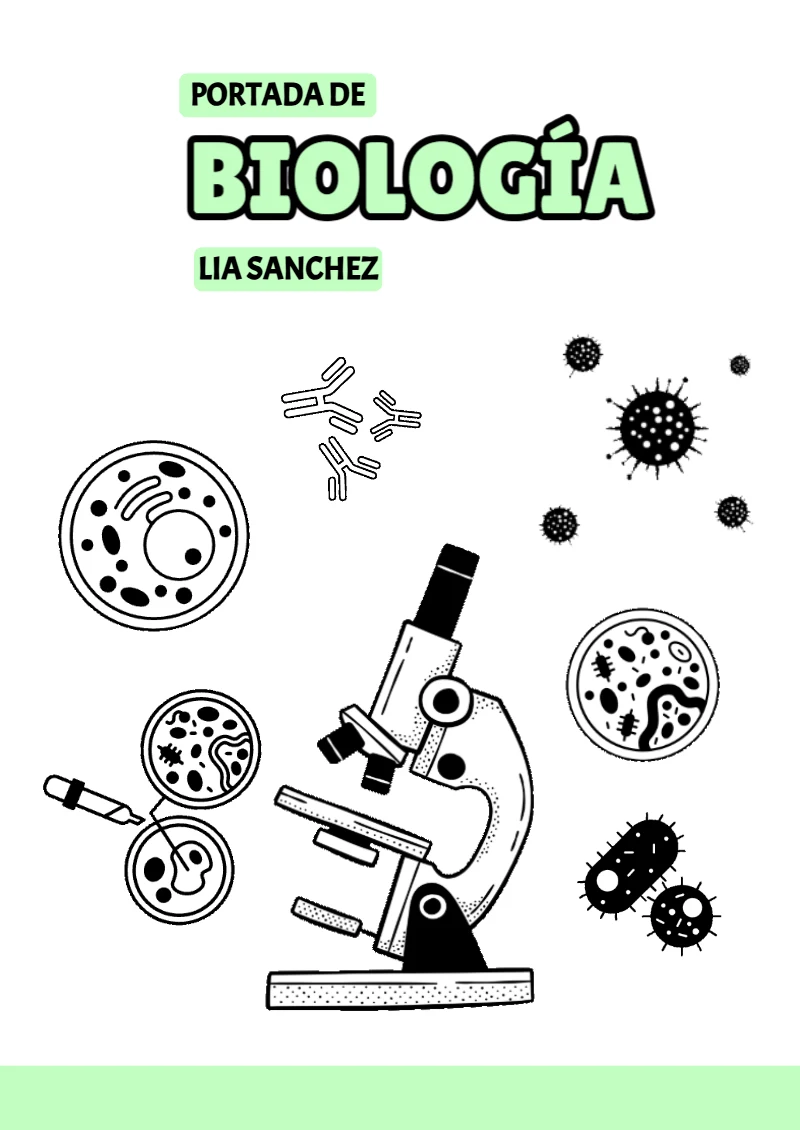 Portada de Biología Verde Editable para Imprimir Gratis