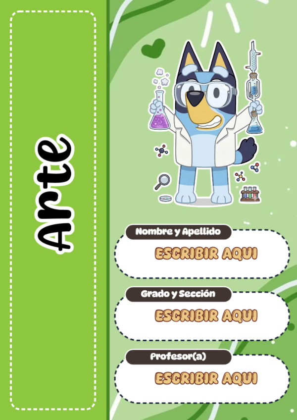 Portada de Bluey de Arte para cuaderno con diseño escolar - tendencia educativa 2026