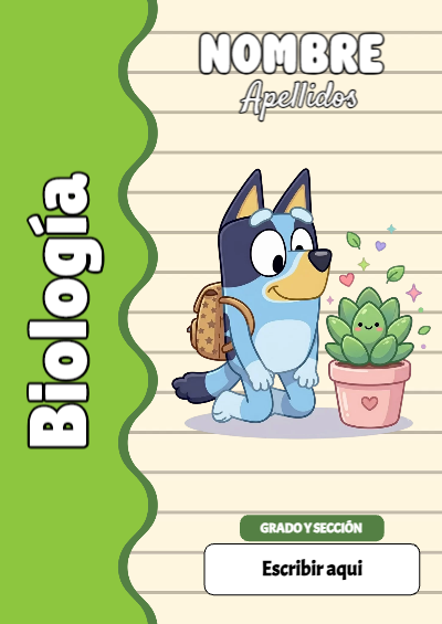 Portada de Bluey de Biología para cuaderno ideal para niños - tendencia educativa 2026