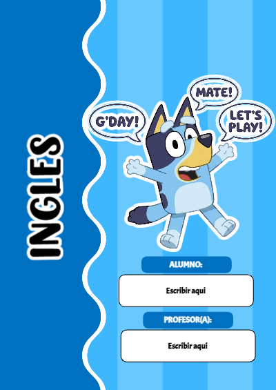 Portada de Bluey de Bluey para INGLES Editable para Imprimir Gratis