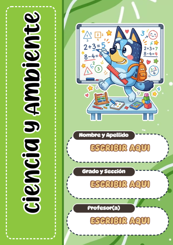 Portada de Bluey de Ciencia y Ambiente para cuaderno ideal para niños - estilo único para estudiantes