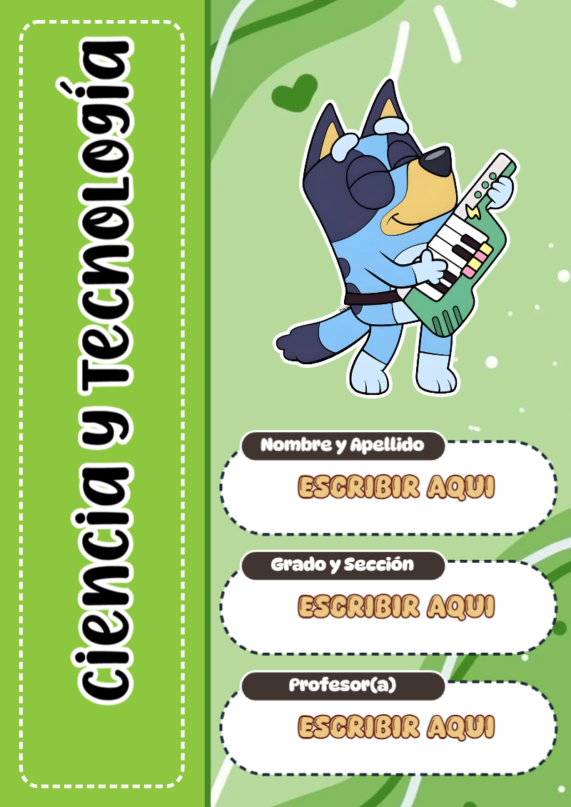 Portada de Bluey de Ciencia y Tecnología para cuaderno en tamaño A4 - diseño exclusivo y original