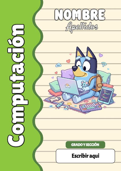 Portada de Bluey de Computación para cuaderno con estilo creativo - formato digital listo para usar