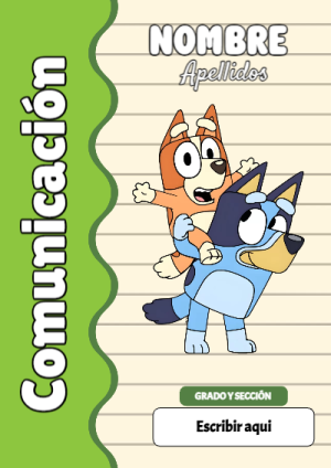 Portada de Bluey de Comunicación para cuaderno con diseño escolar - perfecto para organizar tus apuntes