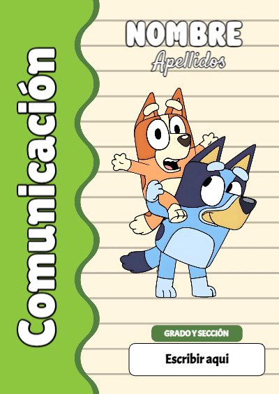 Portada de Bluey de Comunicación para cuaderno con diseño escolar - perfecto para organizar tus apuntes