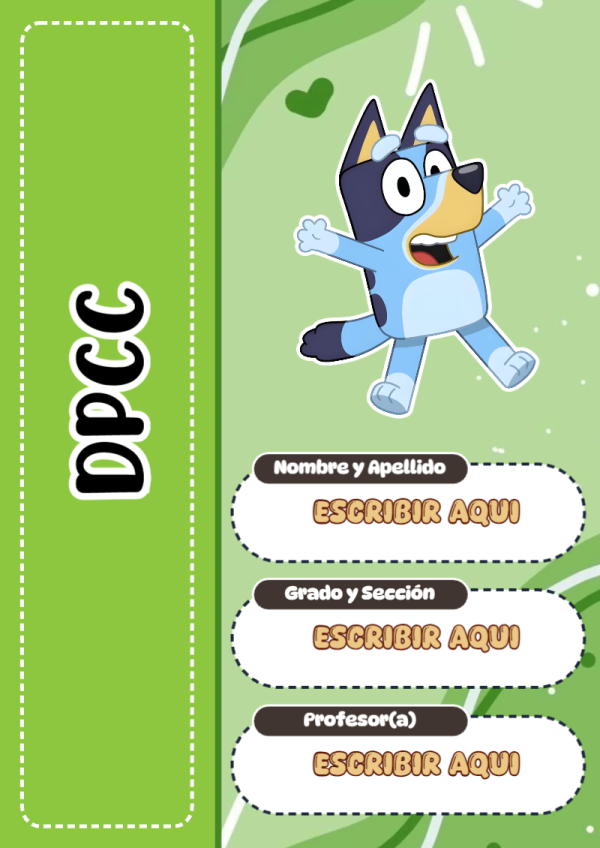 Portada de Bluey de DPCC para cuaderno colorida y creativa - versión premium para imprimir