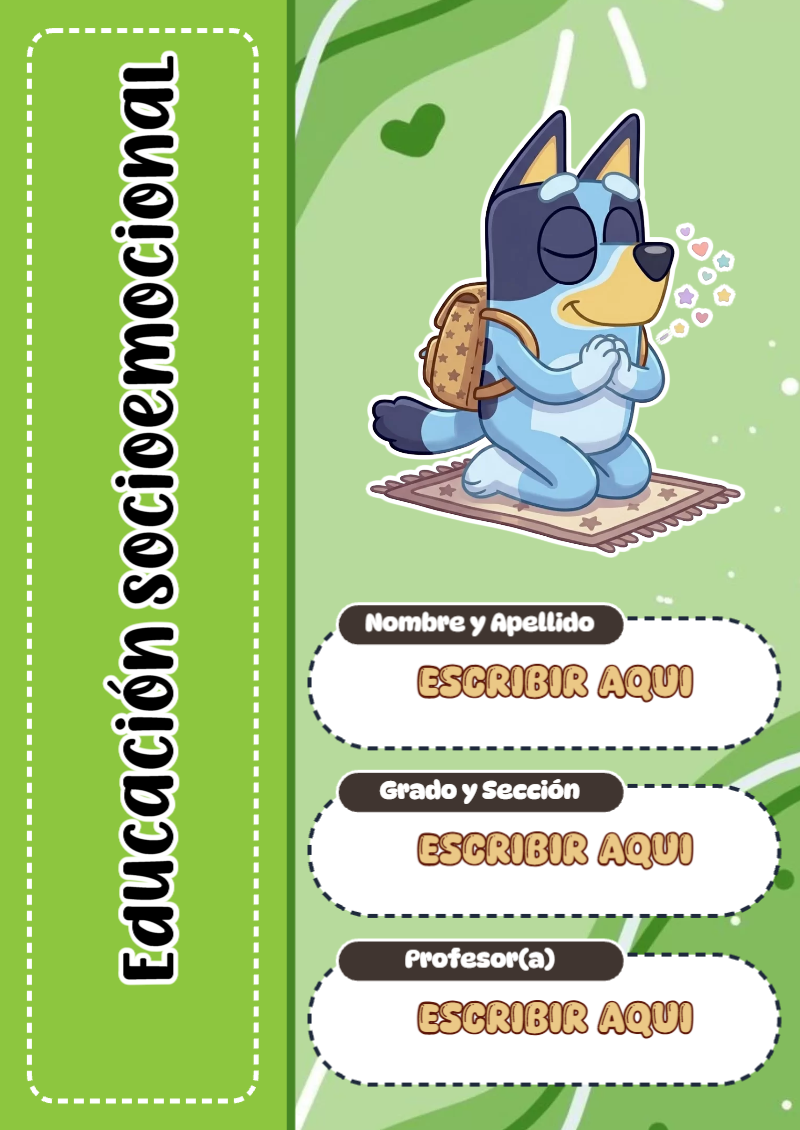Portada de Bluey de Educación Socioemocional Editable para Imprimir Gratis