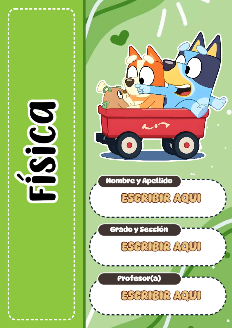 Portada de Bluey de Física para cuaderno personalizada para imprimir - versión premium para imprimir
