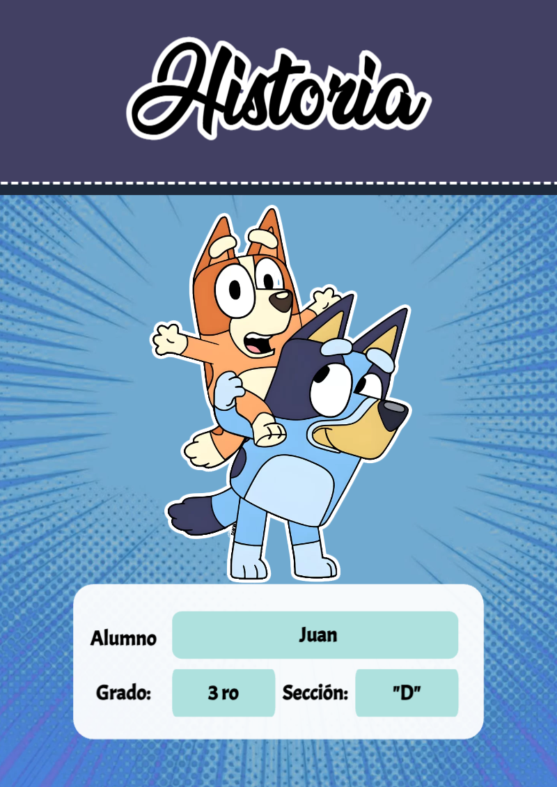 Portada de Bluey de Historia para cuaderno escolar creativa - tendencia educativa 2026