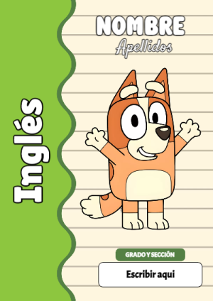 Portada de Bluey de Inglés para cuaderno para clases - para todas las edades y grados