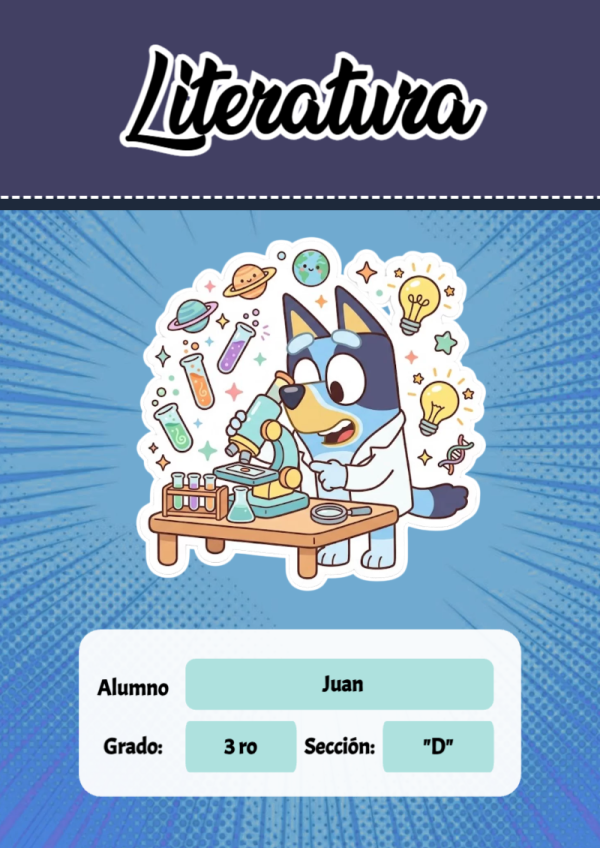 Portada de Bluey de Literatura para cuaderno escolar creativa - ideal para cuadernos de espiral