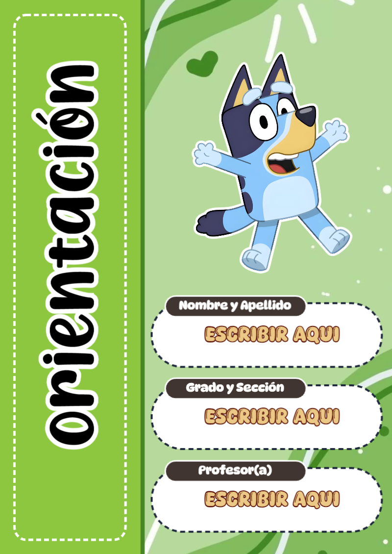 Portada de Bluey de Orientación Editable para Imprimir Gratis