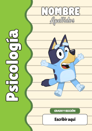 Portada de Bluey de Psicología para cuaderno personalizada para imprimir - creación especial de Mini Canva