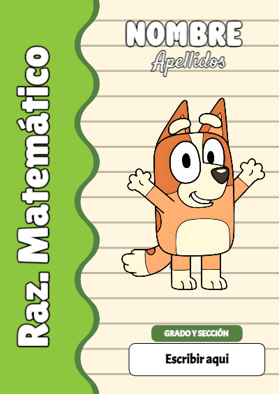 Portada de Bluey de Raz. Matemático Editable para Imprimir Gratis