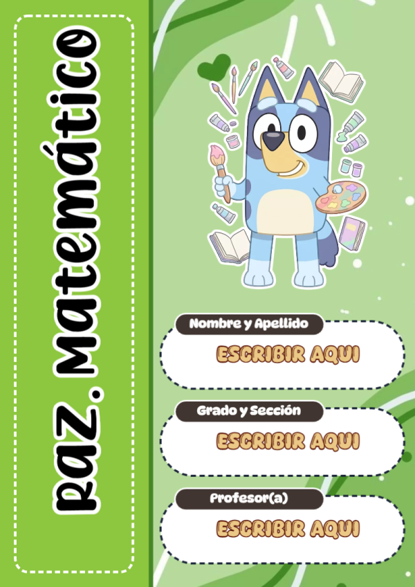 Portada de Bluey de Raz. Matemático para cuaderno decorativa y bonita - para todas las edades y grados
