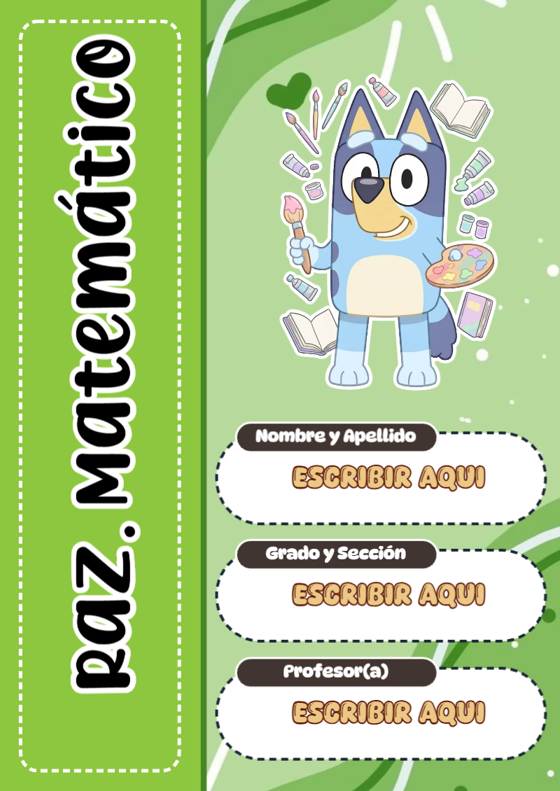 Portada de Bluey de Raz. Matemático Editable para Imprimir Gratis