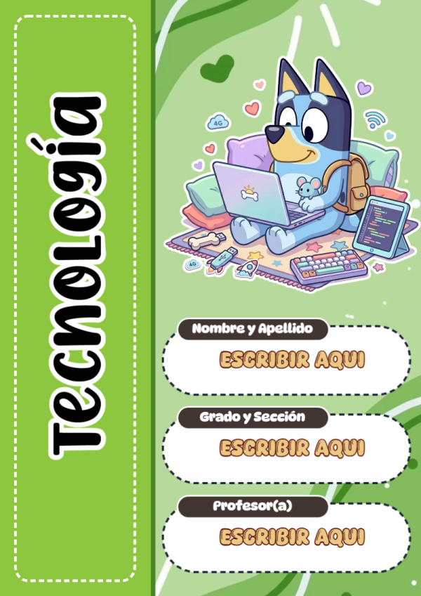 Portada de Bluey de Tecnología para cuaderno personalizada para imprimir - diseño exclusivo y original