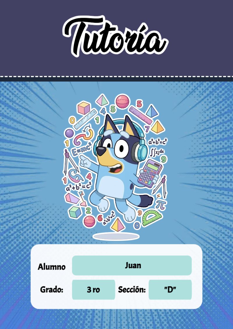 Portada de Bluey de Tutoría para cuaderno con estilo infantil - ideal para el nuevo año escolar