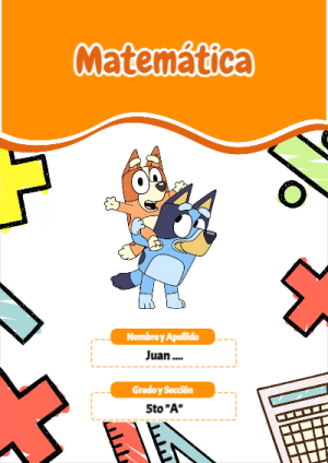 Portada de Bluey - Matematica para cuaderno en tamaño A4 - tendencia educativa 2026