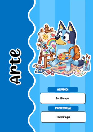 Portada de Bluey para arte para cuaderno escolar para imprimir gratis - ideal para cuadernos de espiral