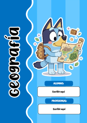 Portada de Bluey para geografia para cuaderno escolar creativa - ideal para cuadernos de espiral