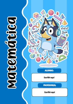 Portada de Bluey para matematica para cuaderno llamativa y bonita - ideal para el nuevo año escolar