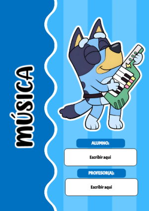 Portada de Bluey para musica para cuaderno colorida y creativa - para todas las edades y grados