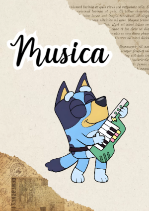 Portada de Bluey para musica para cuaderno escolar para imprimir gratis - versión premium para imprimir